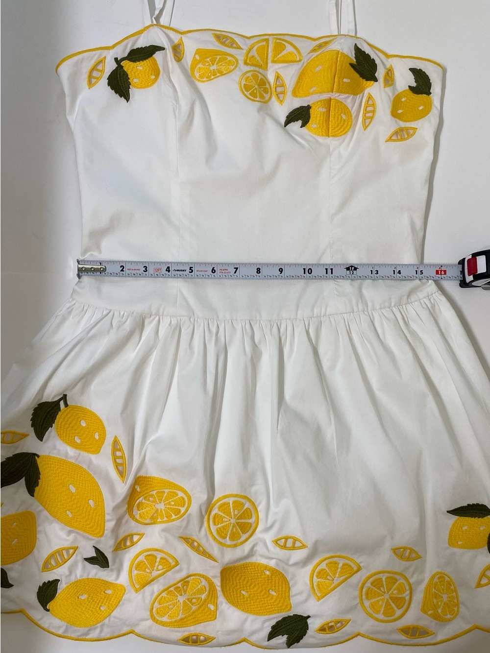 Corey Lynn Calter White Midi Dress with Yellow Lemon Embroidery - Picture 6 of 10